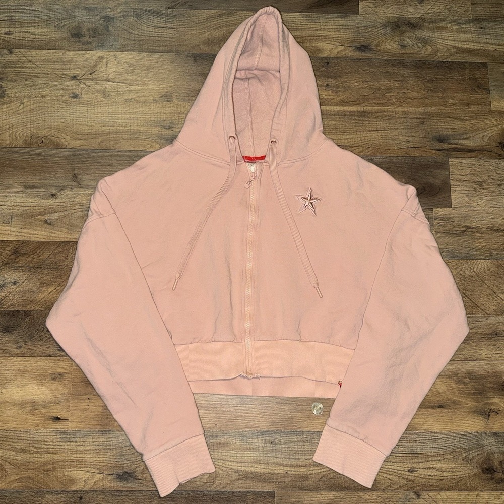 KadyLuxe Crop Top Pink Hoodie Size L